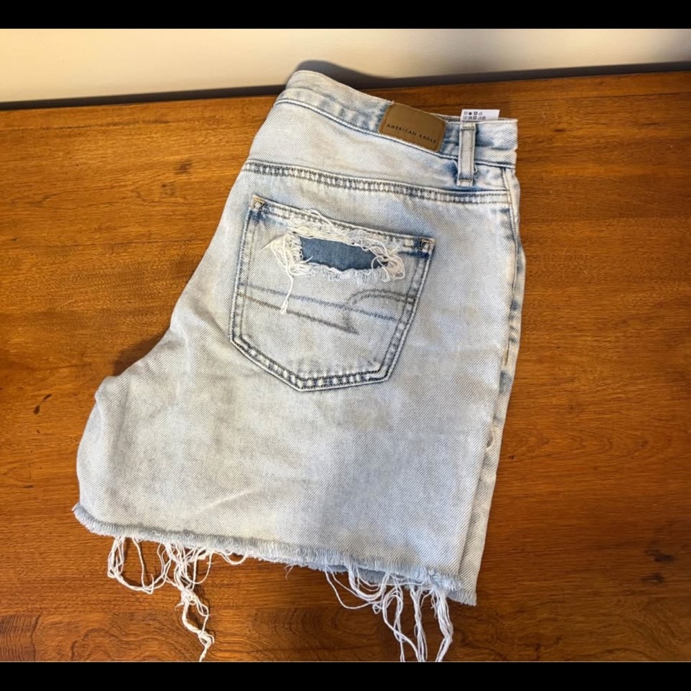 Distressed Light Wash Denim Shorts
